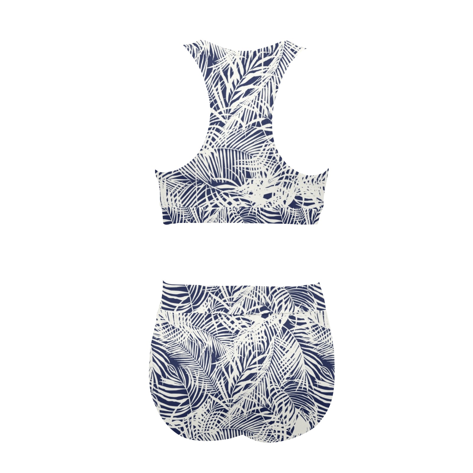 Palm Leaf Monochrome Wpm Crop Top Bikini Set Model S21 Id D6686654