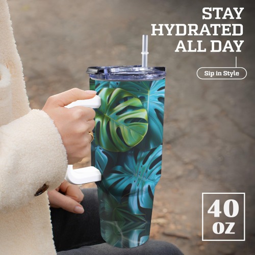 Floral Style 9 40oz Tumbler with Handle