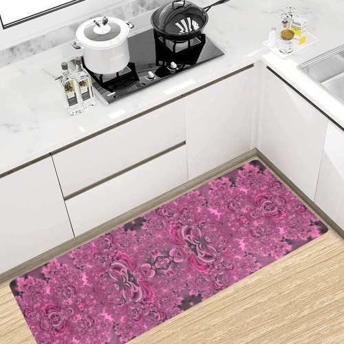 Pink Azalea Bushes Frost Fractal Kitchen Mat 48"x17"