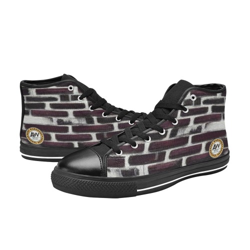 burgundy bricks Women's Classic High Top Canvas Shoes (Model 017)