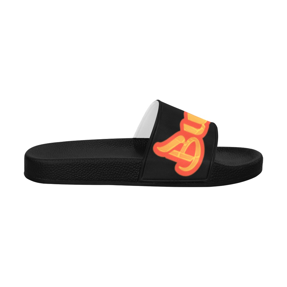 Buckss Men's Slides  Orange Men's Slide Sandals (Model 057)