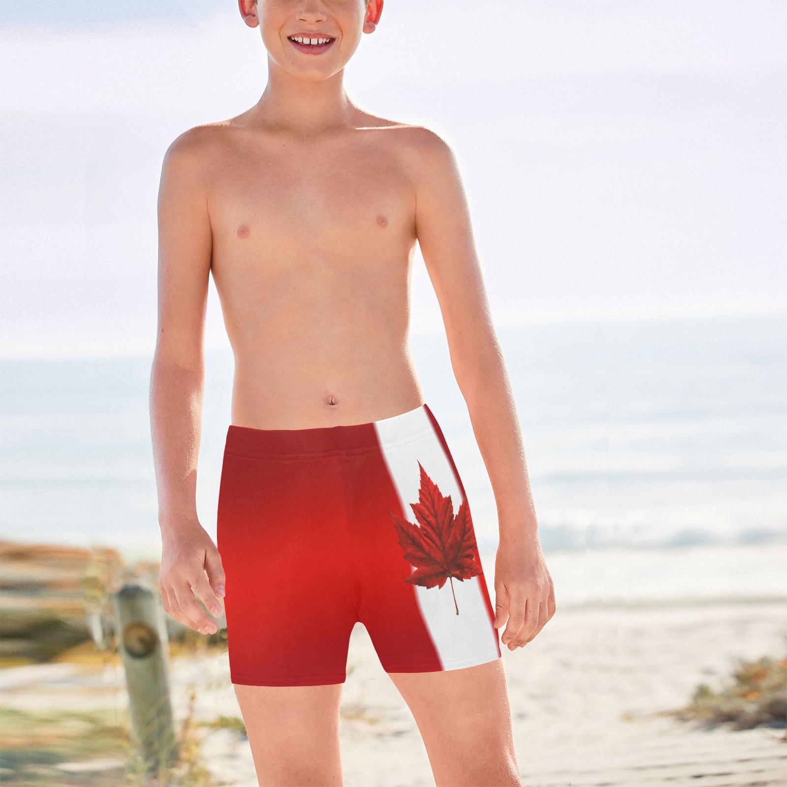 Canada Flag Kid's Swim Shorts Big Boys' Swimming Trunks (Model L57)