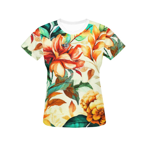 flowers botanic art (1) all over print tshirt All Over Print T-Shirt for Women (USA Size) (Model T40)