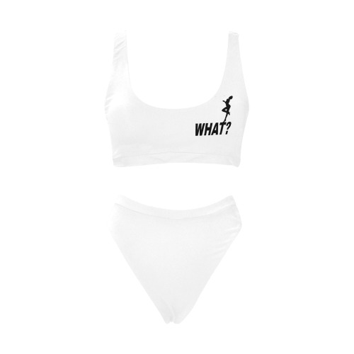What pretty woman black silhouette funny chic art Sport Top & High-Waisted Bikini Swimsuit (Model S07)