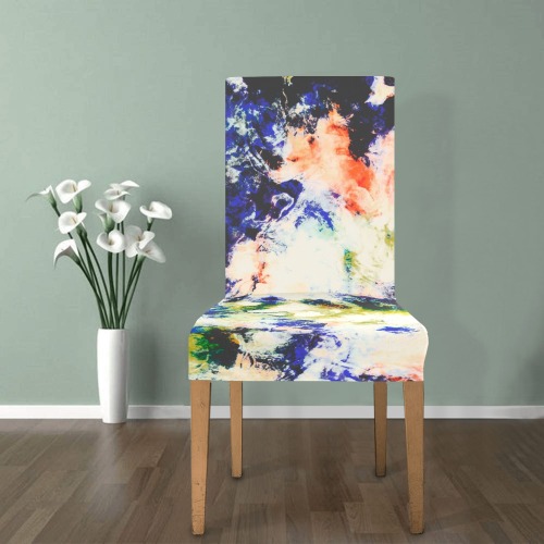 Modern watercolor colorful marbling Chair Cover (Pack of 4)