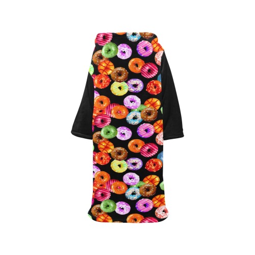 Colorful Yummy DONUTS pattern Blanket Robe with Sleeves for Adults