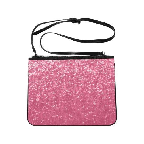 Magenta light pink red faux sparkles glitter Slim Clutch Bag (Model 1668)