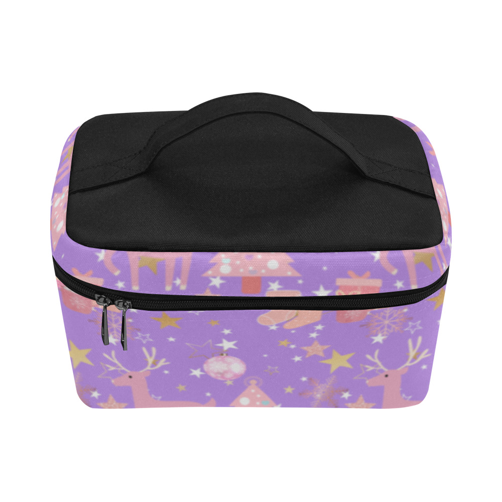 Pink and Purple and Gold Christmas Design Cosmetic Bag/Large (Model 1658)