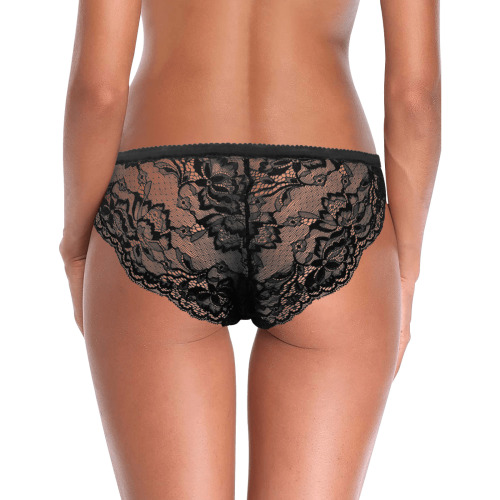 Black Turquoise And Orange Go! Abstract Art Women's Lace Panty (Model L41)