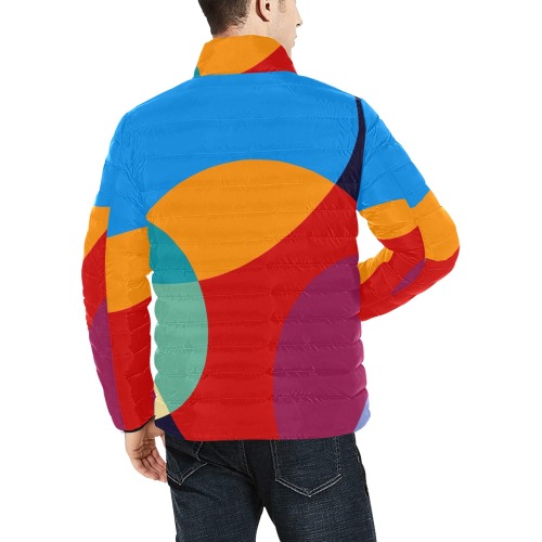 Abstract Circles - Courtesy of Raw Pixel Men's Stand Collar Padded Jacket (Model H41)