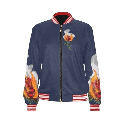 Womans Aromatherapy Apparel Blue Bomber Jacket All Over Print Bomber Jacket for Women (Model H21)