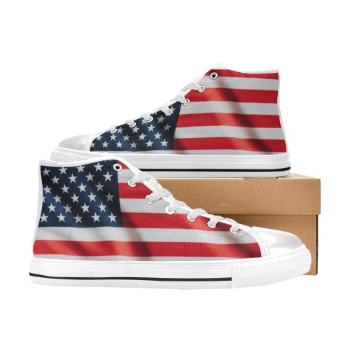 american flag Men’s Classic High Top Canvas Shoes (Model 017)