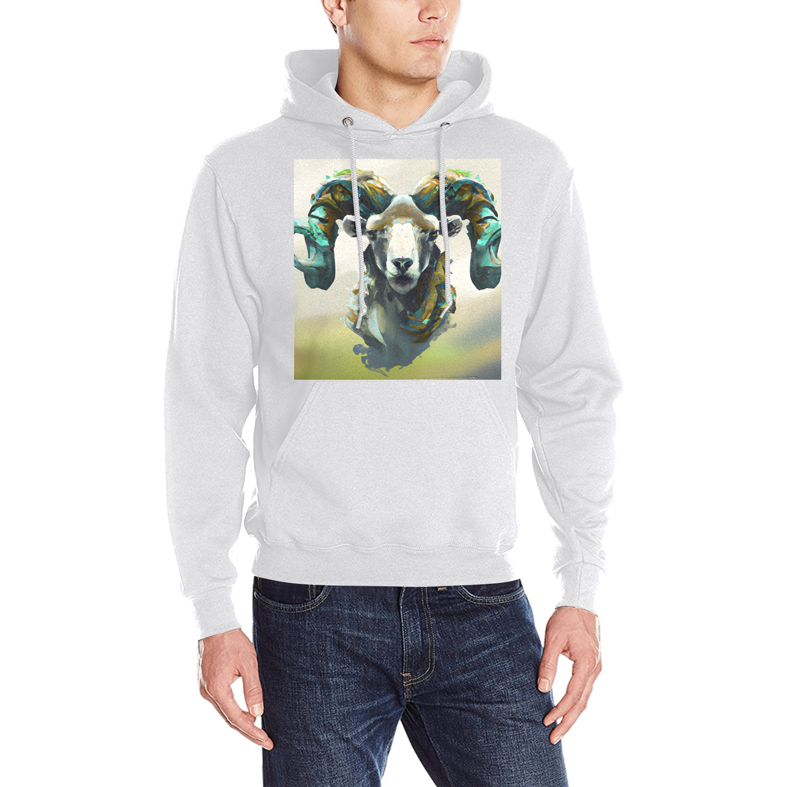 Painted Ram Oceanus Hoodie Sweatshirt (Model H03)