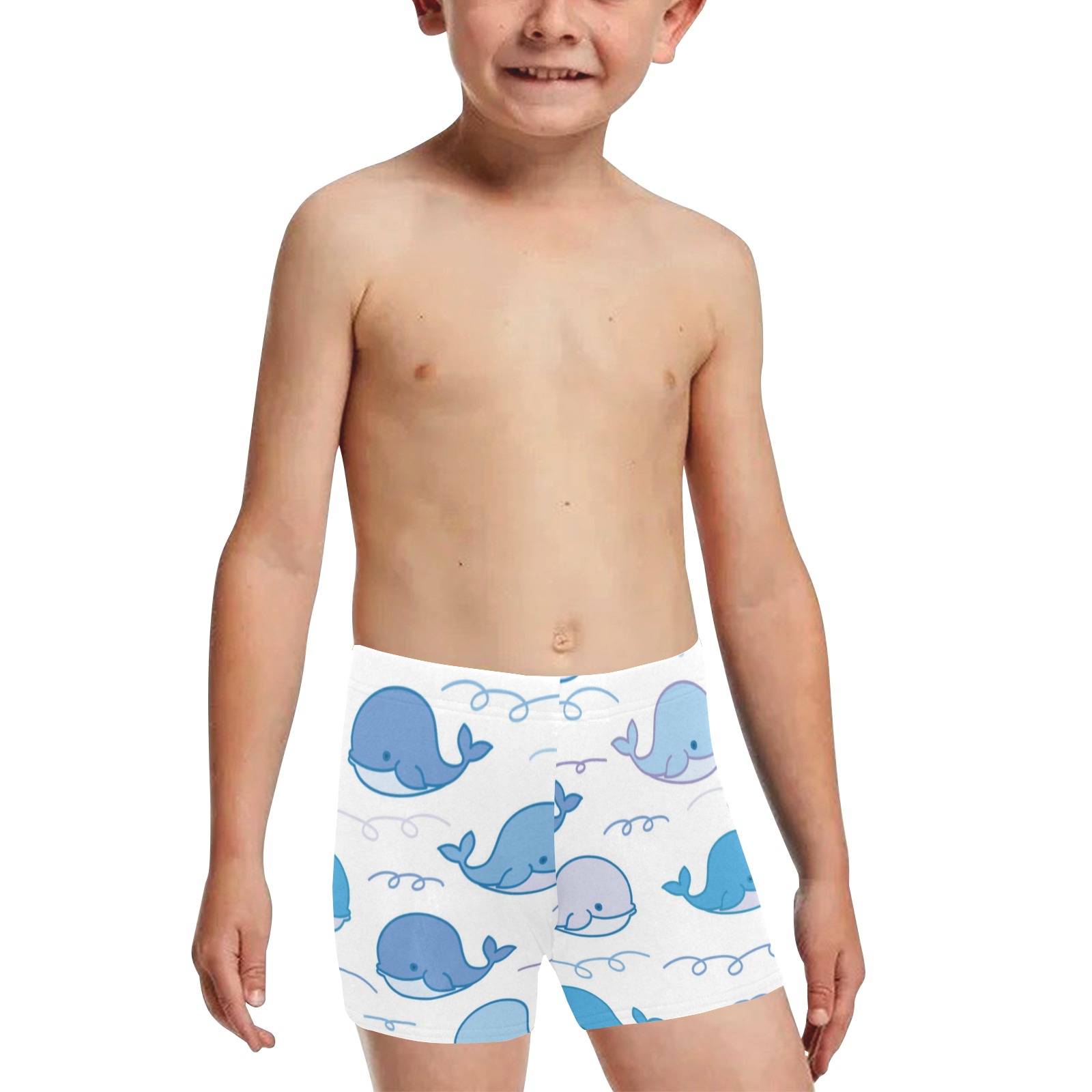 Cute whale cartoons Little Boys' Swimming Trunks (Model L57)