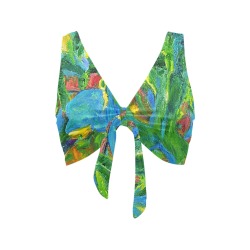 Green Tulip Collection Chest Bowknot Bikini Top (Model S33)