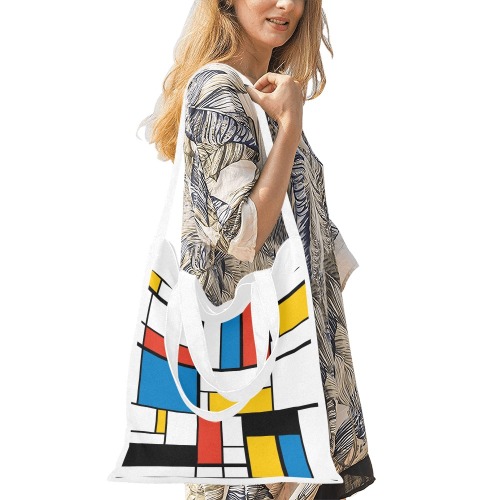 Mondrian De Stijl Modern Canvas Tote Bag/Medium (Model 1701)