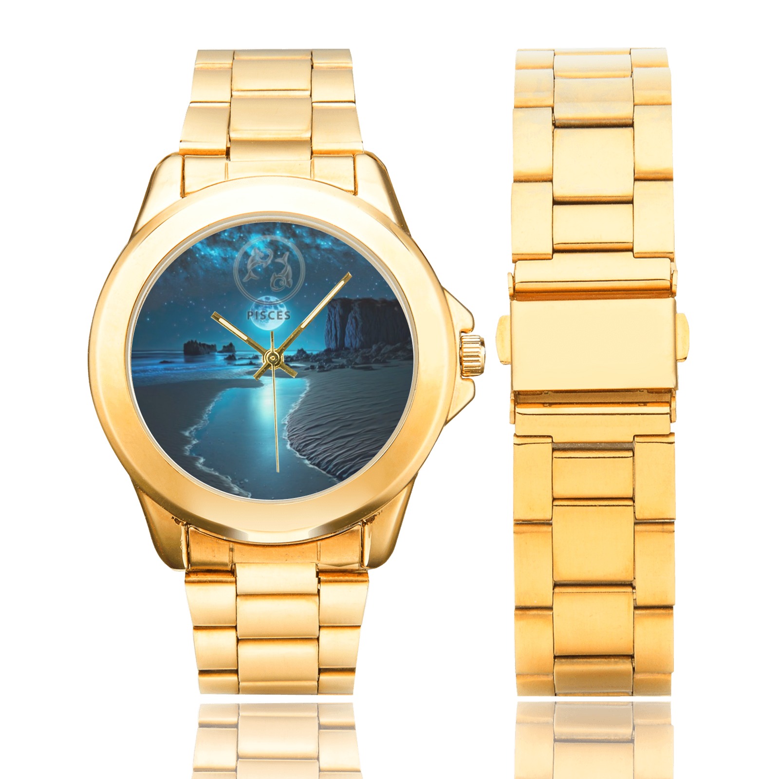 Moon with Pisces Custom Gilt Watch(Model 101)