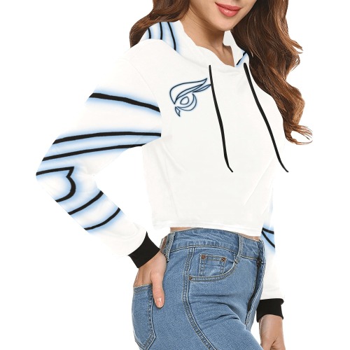 Blue Halo Raptor Chopped Pullover Hoodie for Women All Over Print Crop Hoodie for Women (Model H22)