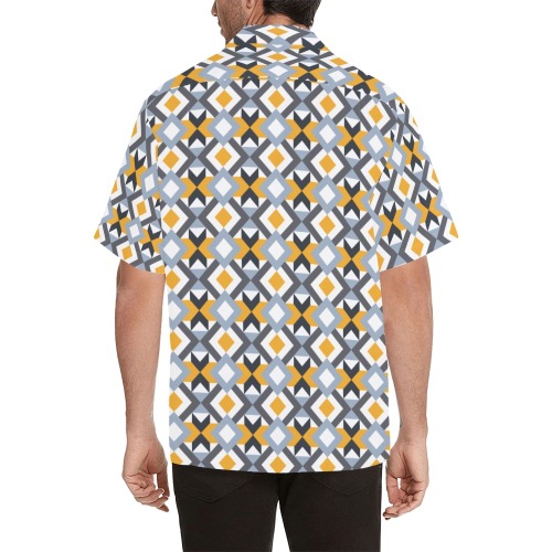 Retro Angles Abstract Geometric Pattern Hawaiian Shirt (Model T58)