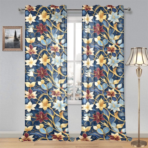 Fabulous Florals 37 Gauze Curtain 28"x95" (Two-Piece)