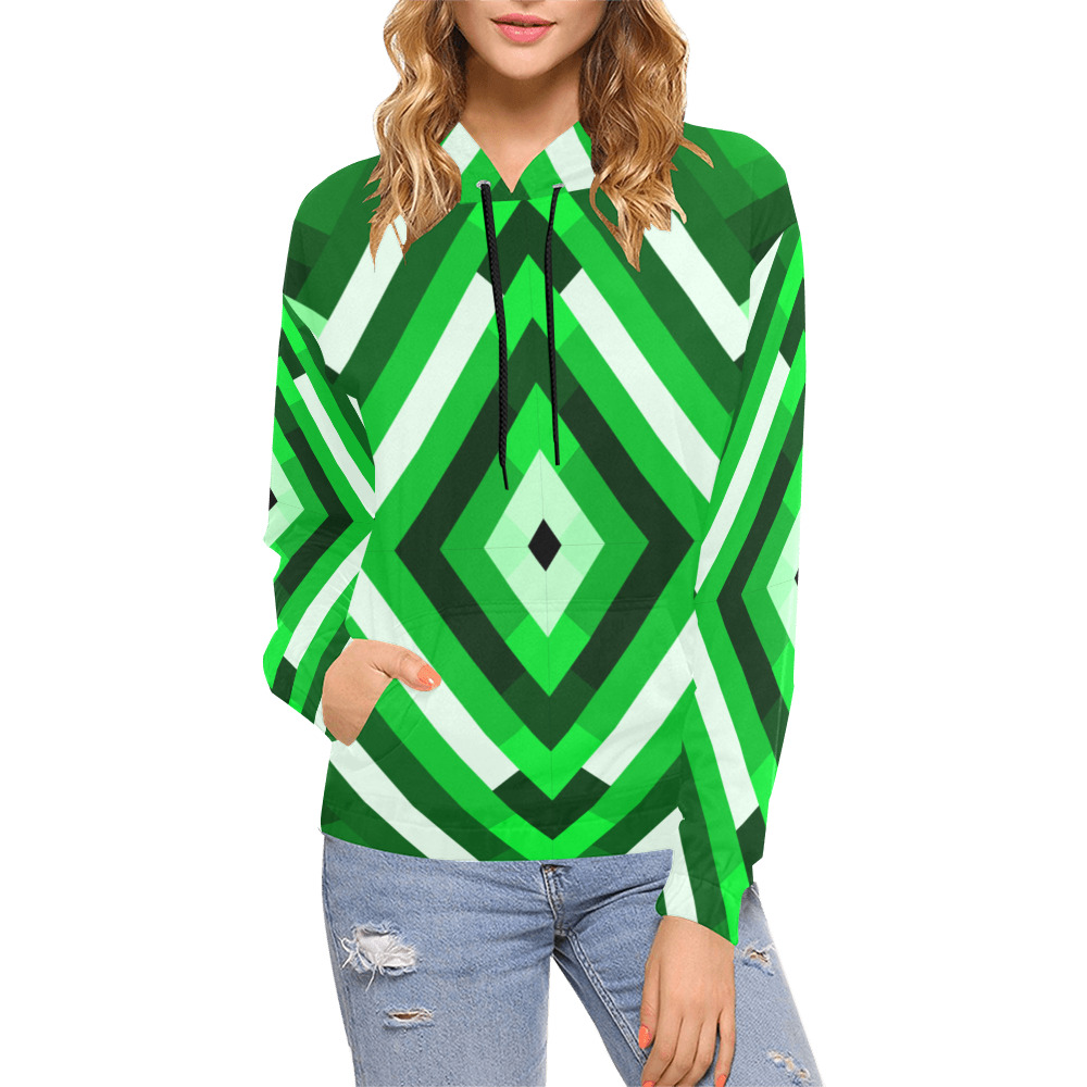 retrogreen All Over Print Hoodie for Women (USA Size) (Model H13)