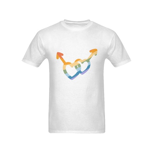 Gay Pride Hearts Men's T-Shirt in USA Size (Front Printing Only)