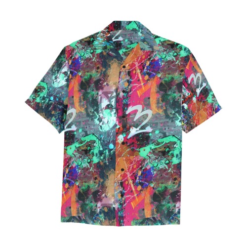 Graffiti and Paint Splatter Hawaiian Shirt with Chest Pocket (Model T58)