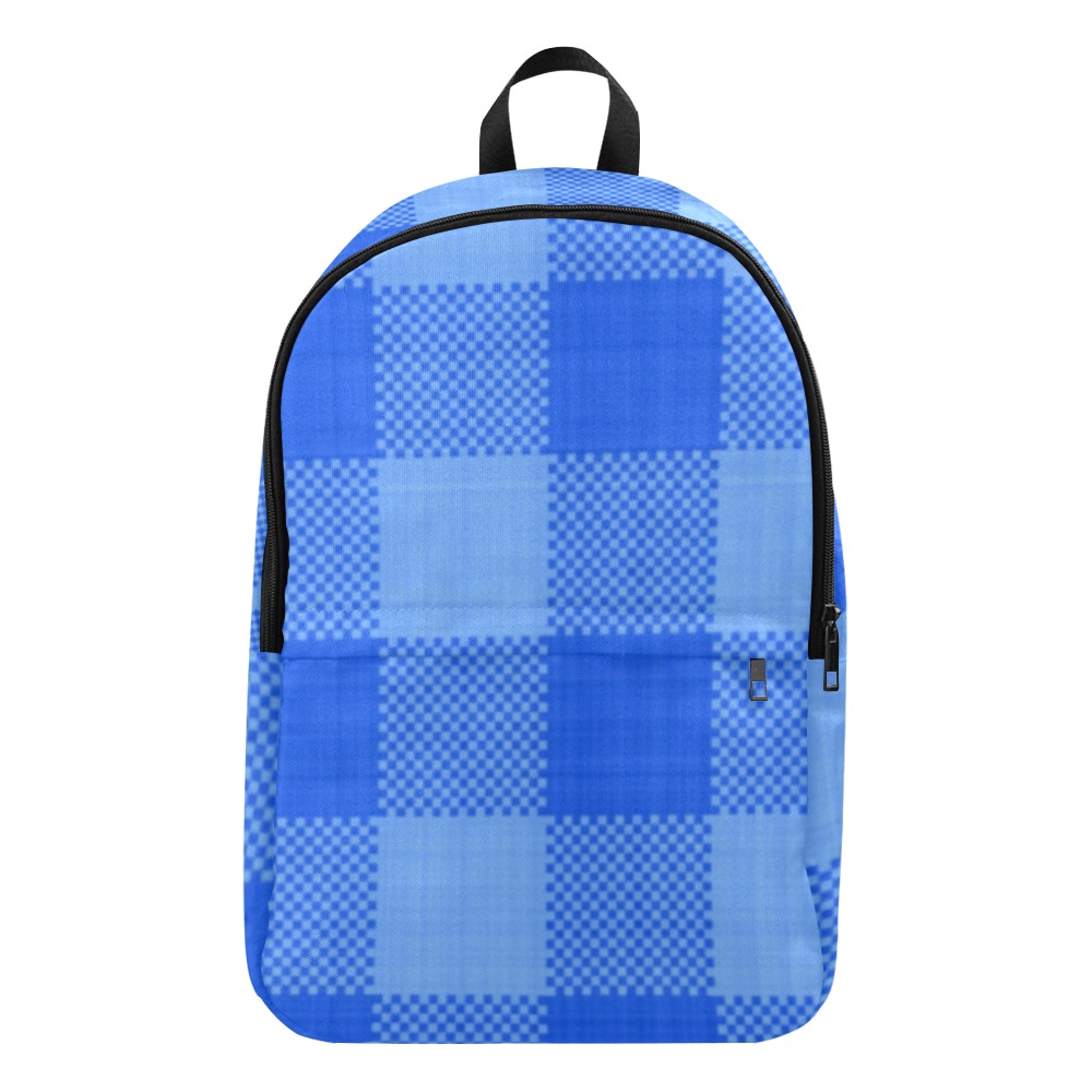Soft Blue Plaid Fabric Backpack for Adult (Model 1659)