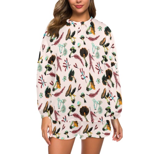 Magic mushrooms 4T Women's Long Sleeve Mid-Length Shorts Pajama Set