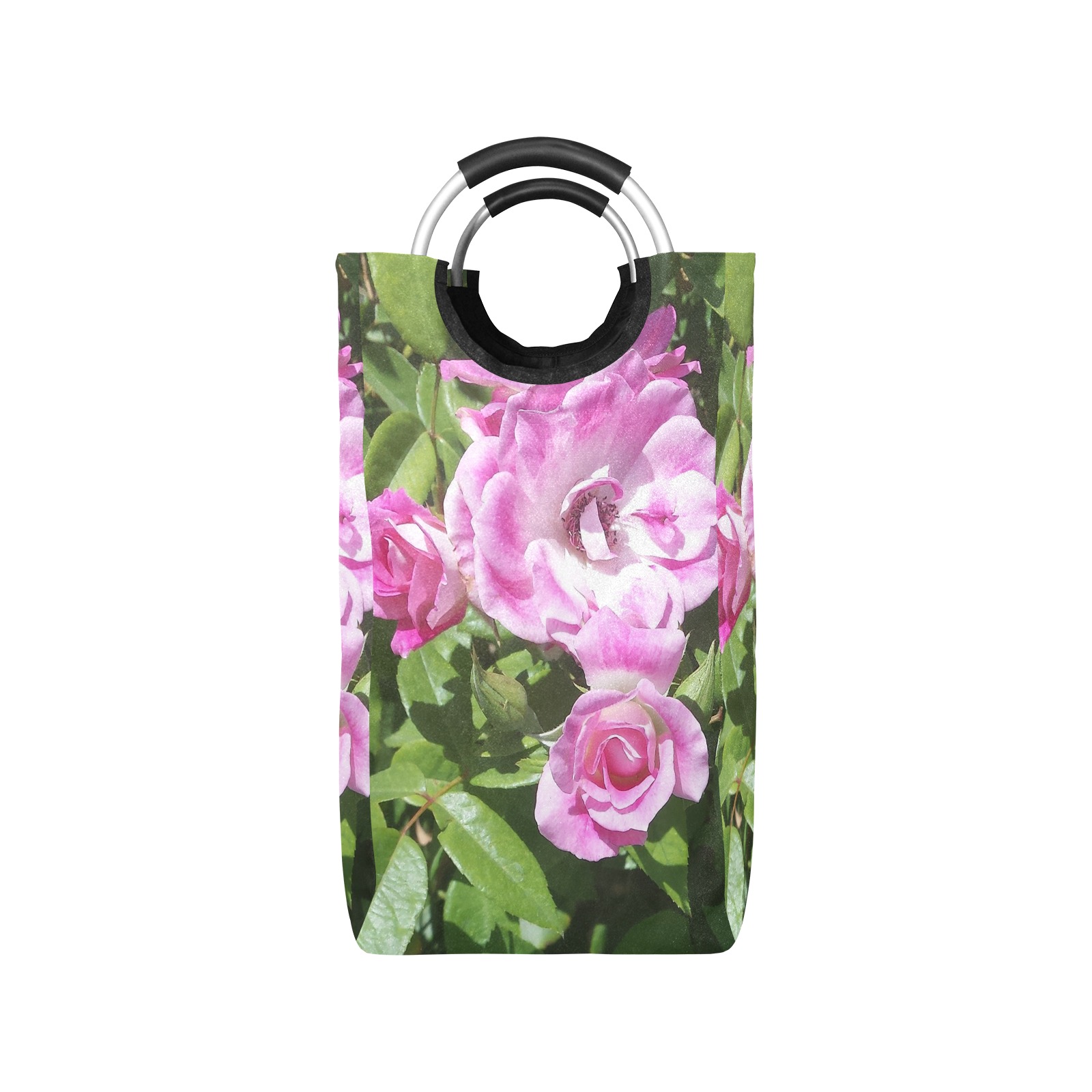 Pink Roses Square Laundry Bag
