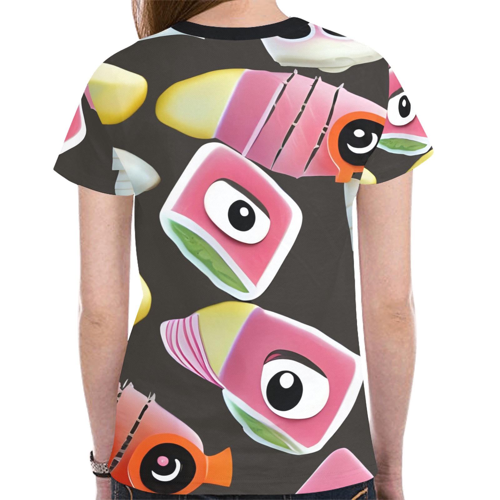 Funny Sushi New All Over Print T-shirt for Women (Model T45)