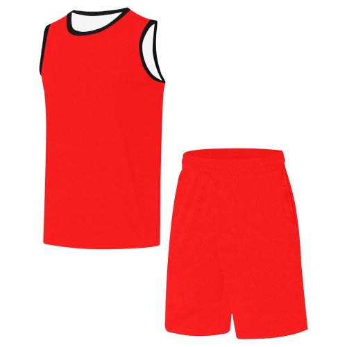 Merry Christmas Red Solid Color Basketball Uniform with Pocket
