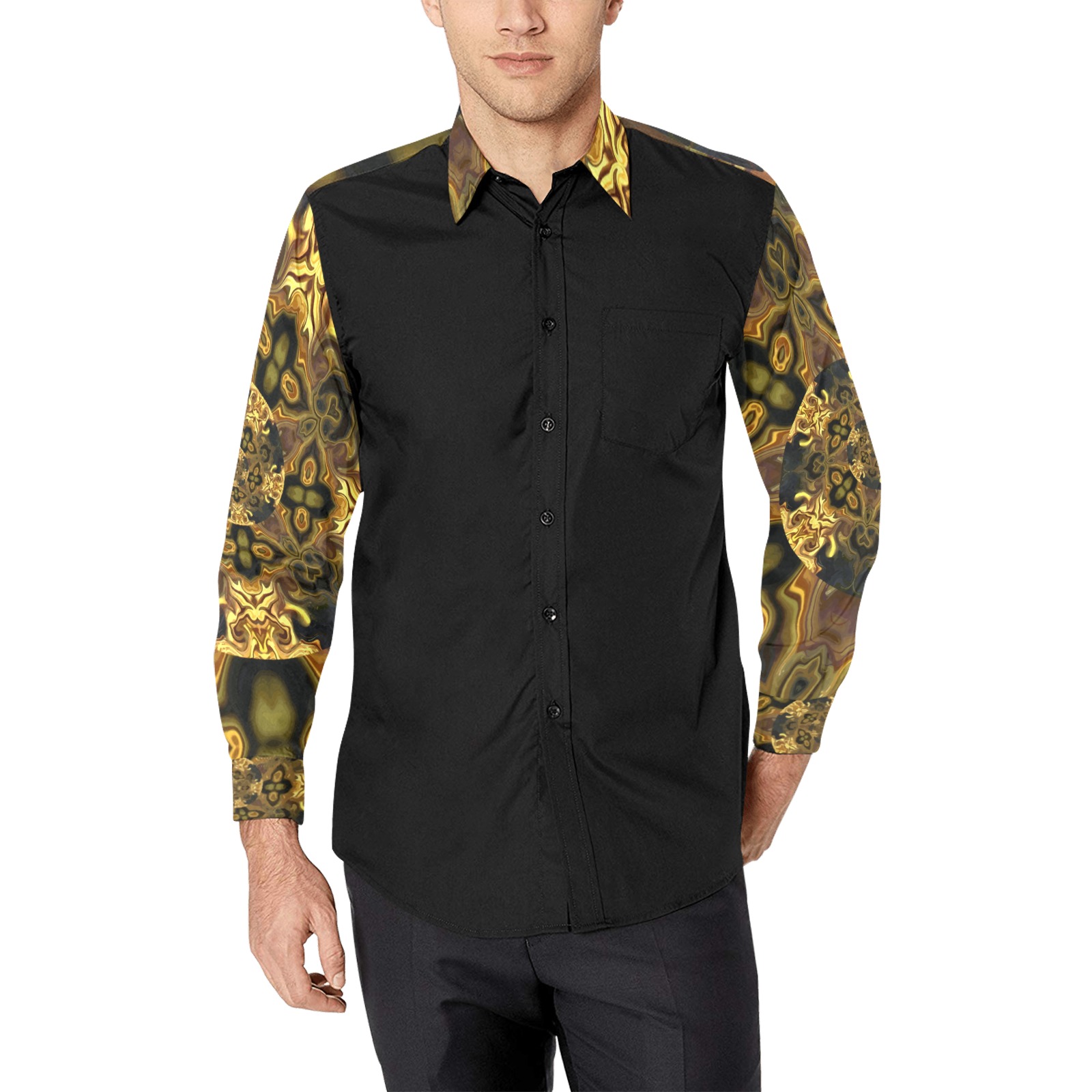 Flame Viper (black front) Men's All Over Print Casual Dress Shirt (Model T61)