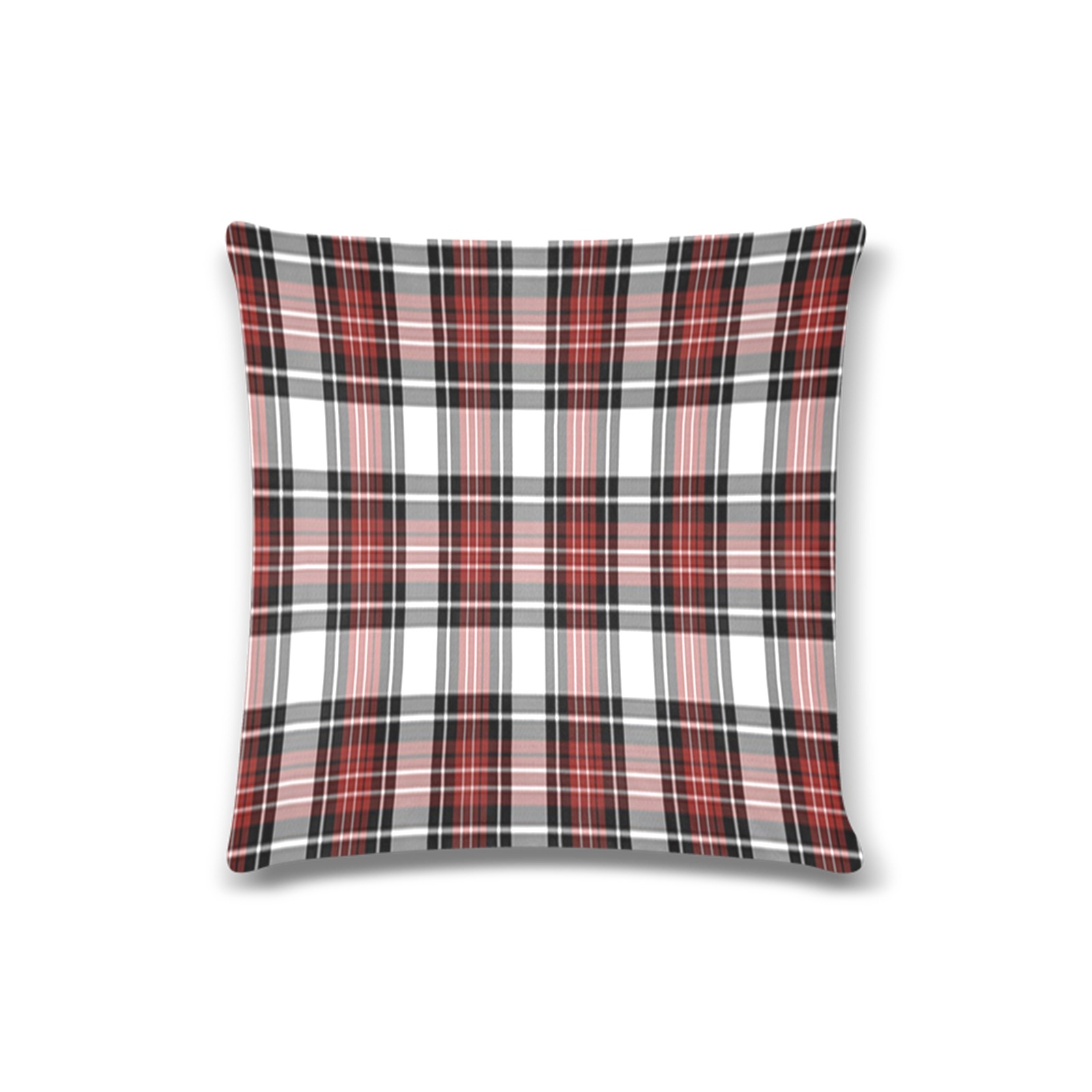 Red Black Plaid Custom Zippered Pillow Case 16"x16"(Twin Sides)