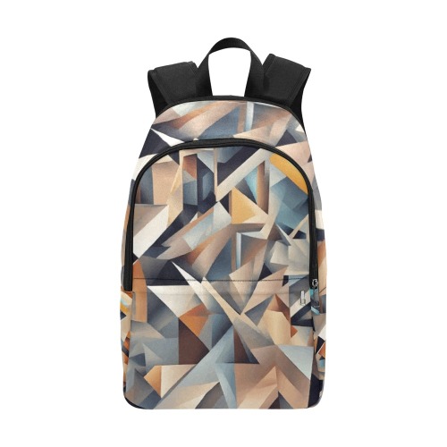 Geometric triangular shapes of beige, blue colors Fabric Backpack for Adult (Model 1659)