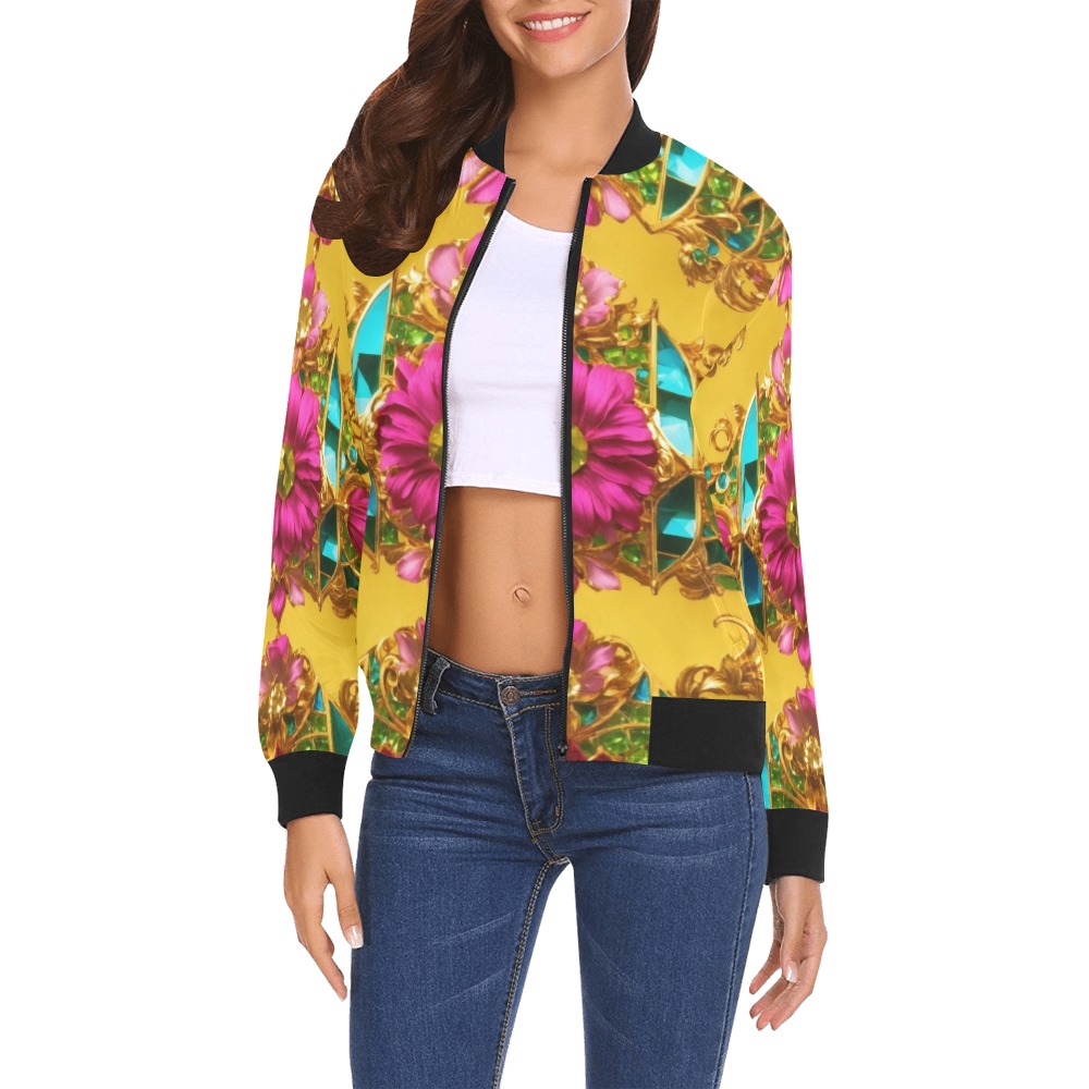 Futuristic beautiful french mansion collectable Fly All Over Print Bomber Jacket for Women (Model H19)