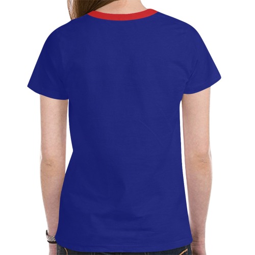 American Flag Heart on Blue New All Over Print T-shirt for Women (Model T45)