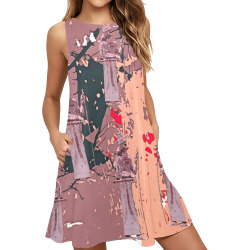 Ancinet Assyrian king Sleeveless A-Line Pocket Dress (Model D57)