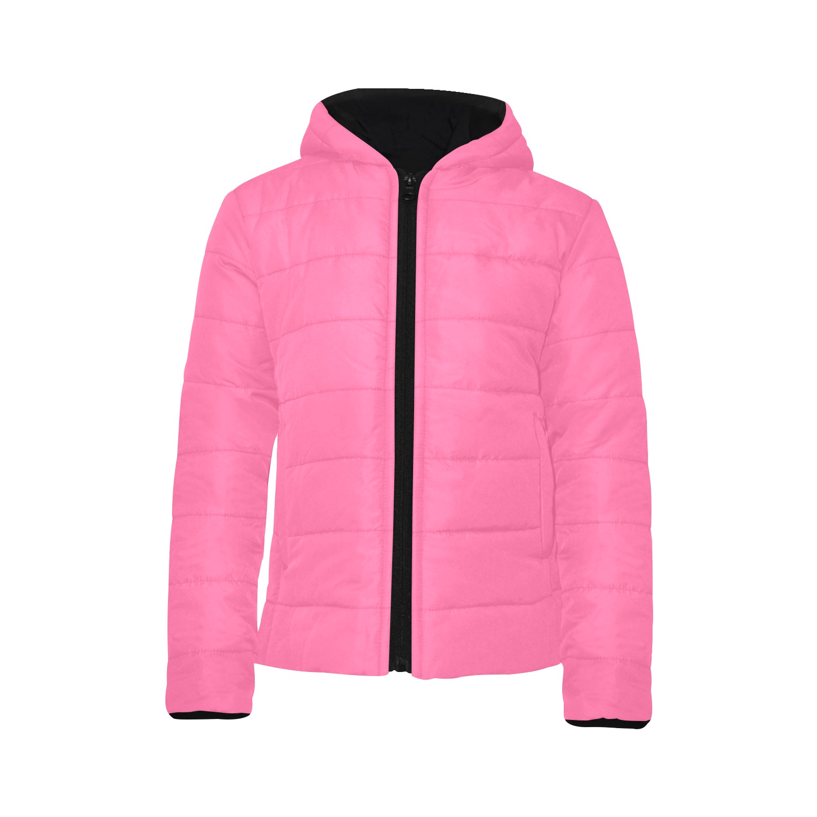 color French pink Kids' Padded Hooded Jacket (Model H45)