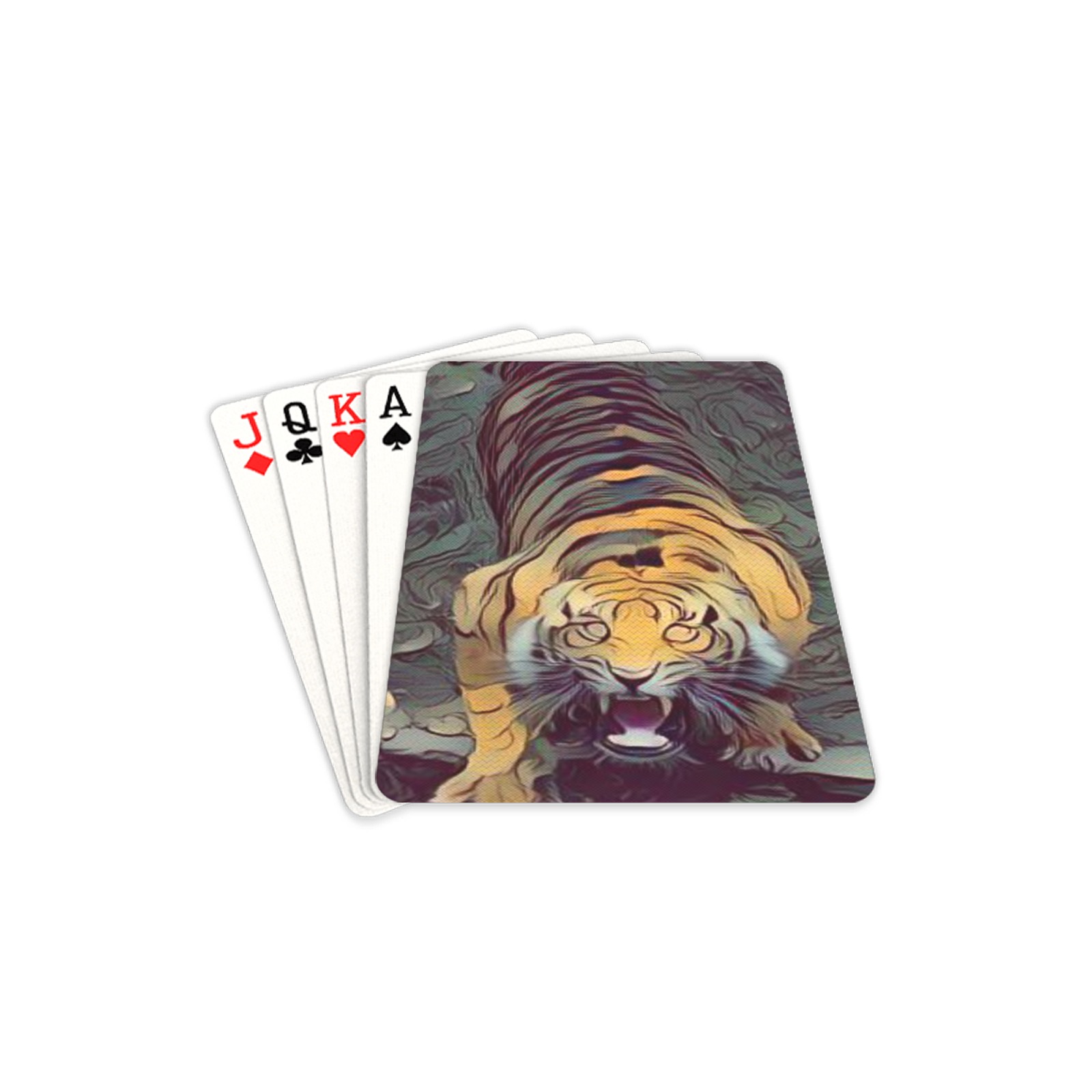 Tiger Color Painted Looking Up Playing Cards 2.5"x3.5"