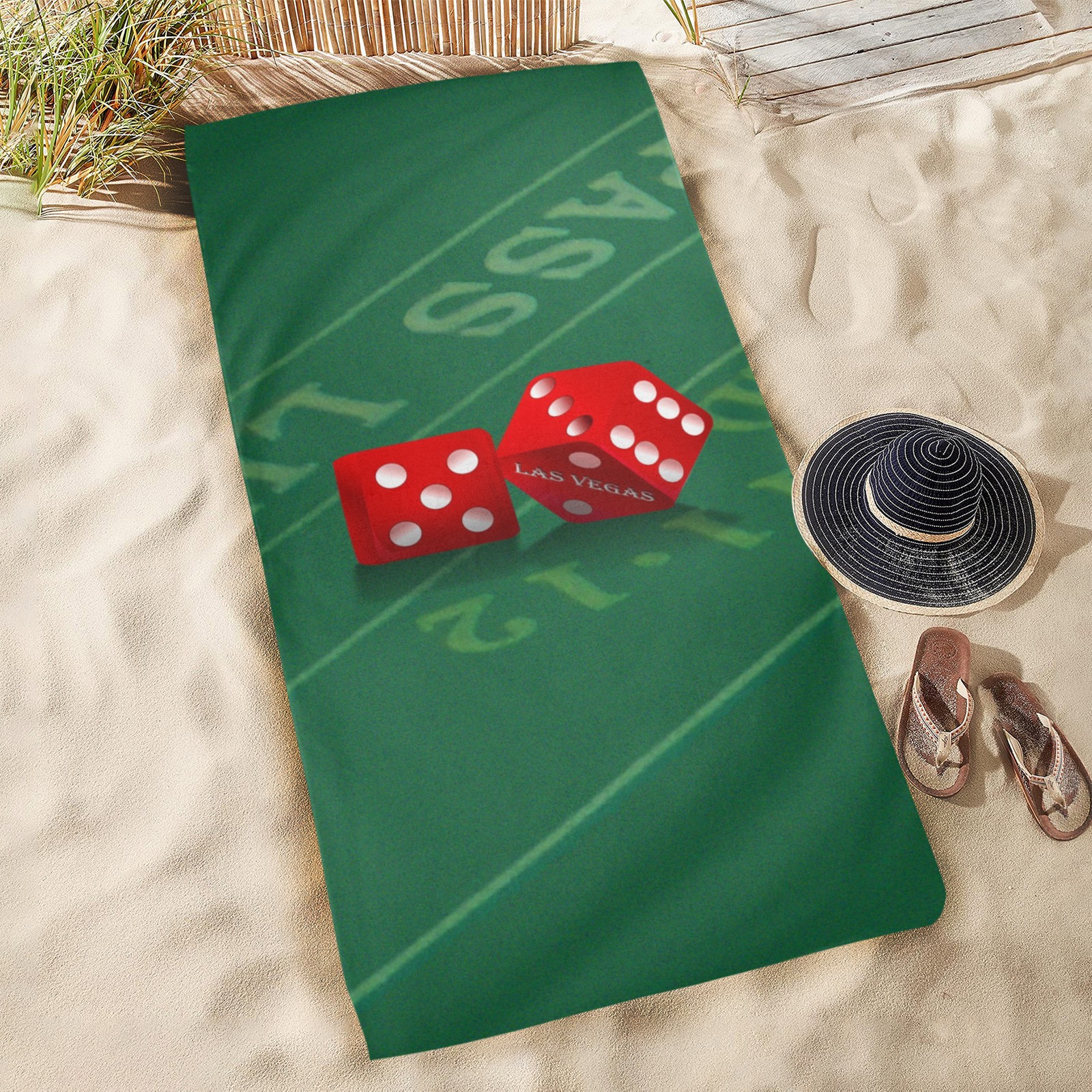 Las Vegas Dice on Craps Table Beach Towel 31"x71"(NEW)