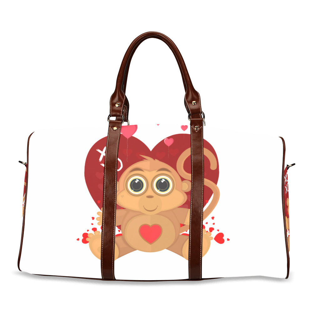 Valentine's Day Monkey Waterproof Travel Bag/Large (Model 1639)