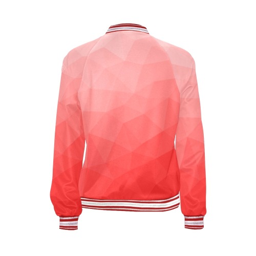 Red gradient geometric mesh pattern All Over Print Bomber Jacket for Women (Model H21)