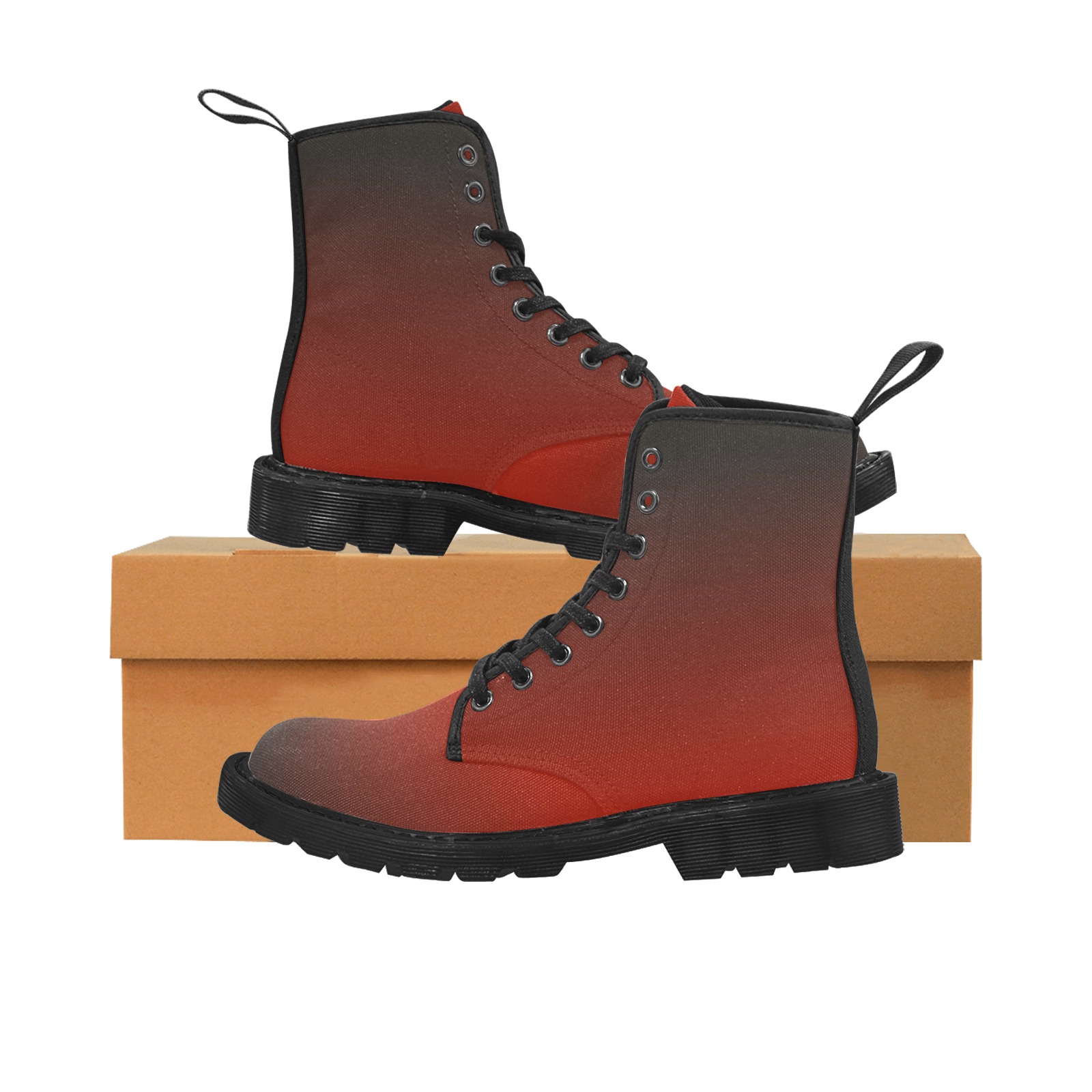 gradiant-pattern maron color Martin Boots for Women (Black) (Model 1203H)