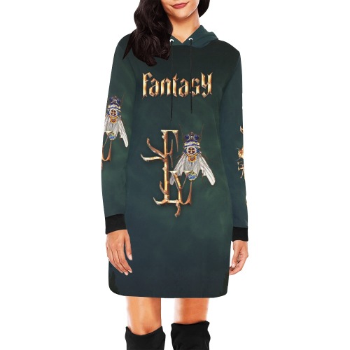 Fantasy Collectable Fly All Over Print Hoodie Mini Dress (Model H27)
