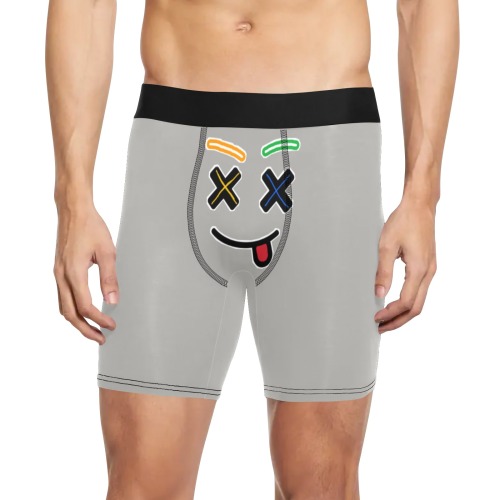 Gray X Face Men Underwear Men's Long Leg Boxer Briefs (Model L67)