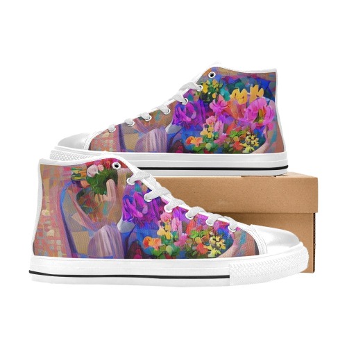 flowers 1 Women's Classic High Top Canvas Shoes (Model 017)