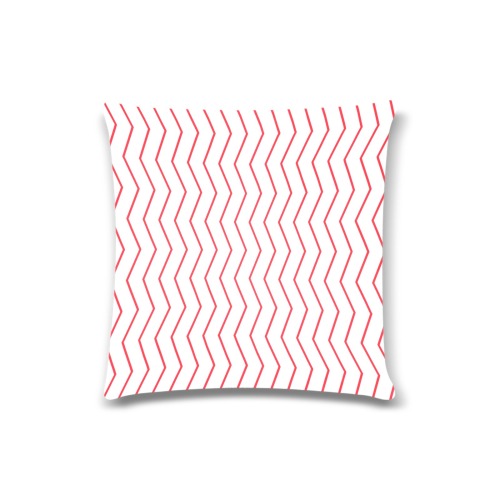 One side white red chevron - other side red Custom Zippered Pillow Case 16"x16"(Twin Sides)