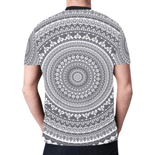 mandala Grey and white New All Over Print T-shirt for Men (Model T45)