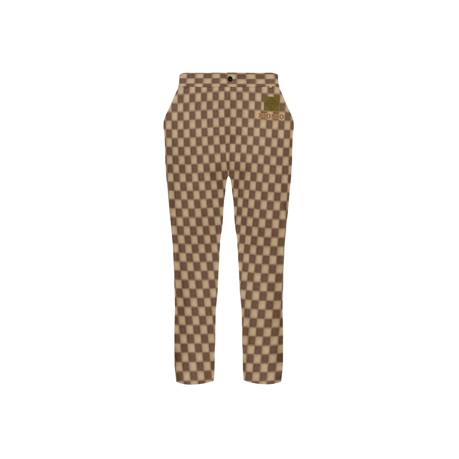 Dionio Clothing - Men's Brown Checkered Casual Trousers Men's All Over Print Casual Trousers (Model L68)